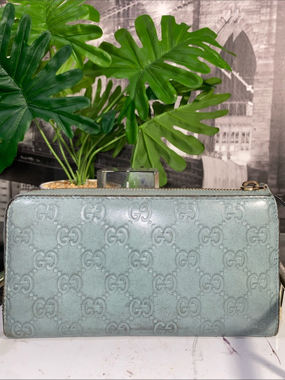 Authentic Gucci Rare Tiffany Blue Guccissima GG Monogram Leather Wallet - Picture 7 of 17